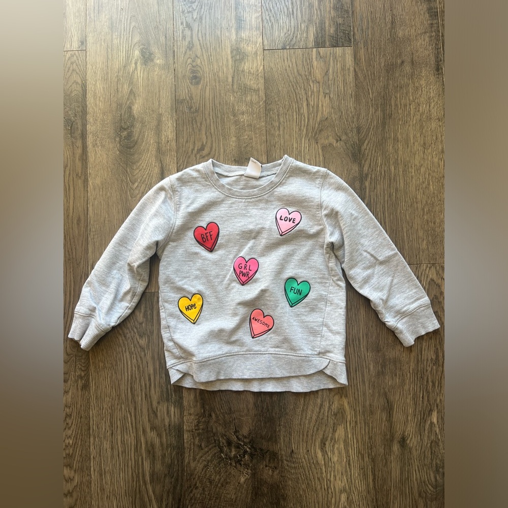 Lindex Kids Valentine Heart Grey Sweatshirt - Size 3-4